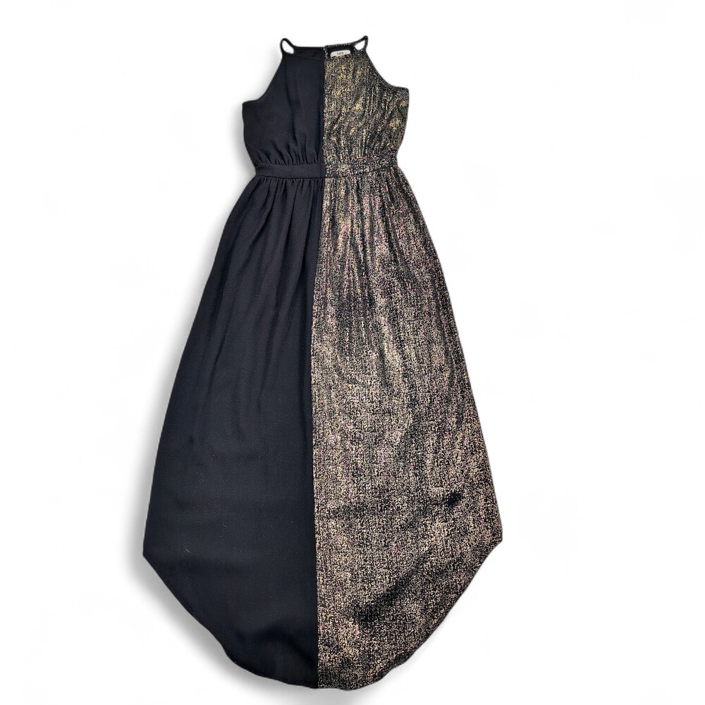 Bar III Gold Metallic & Black Two-Tone Maxi Dress XS